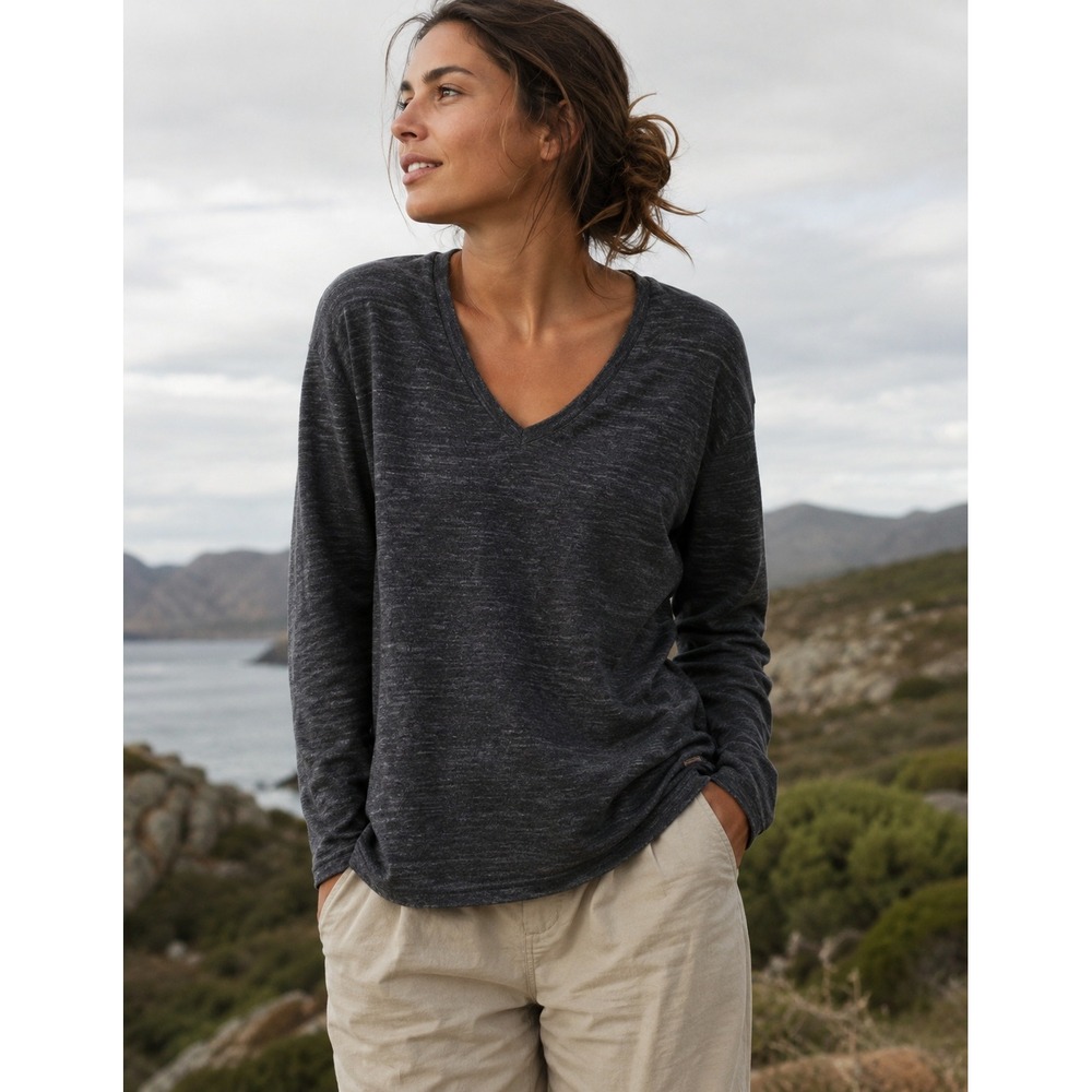 Roots Canada Heather Gray Long Sleeve Shirt Top‎ Womens Size XS